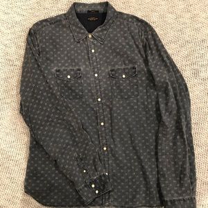 All Saints blue & cream button down XXL